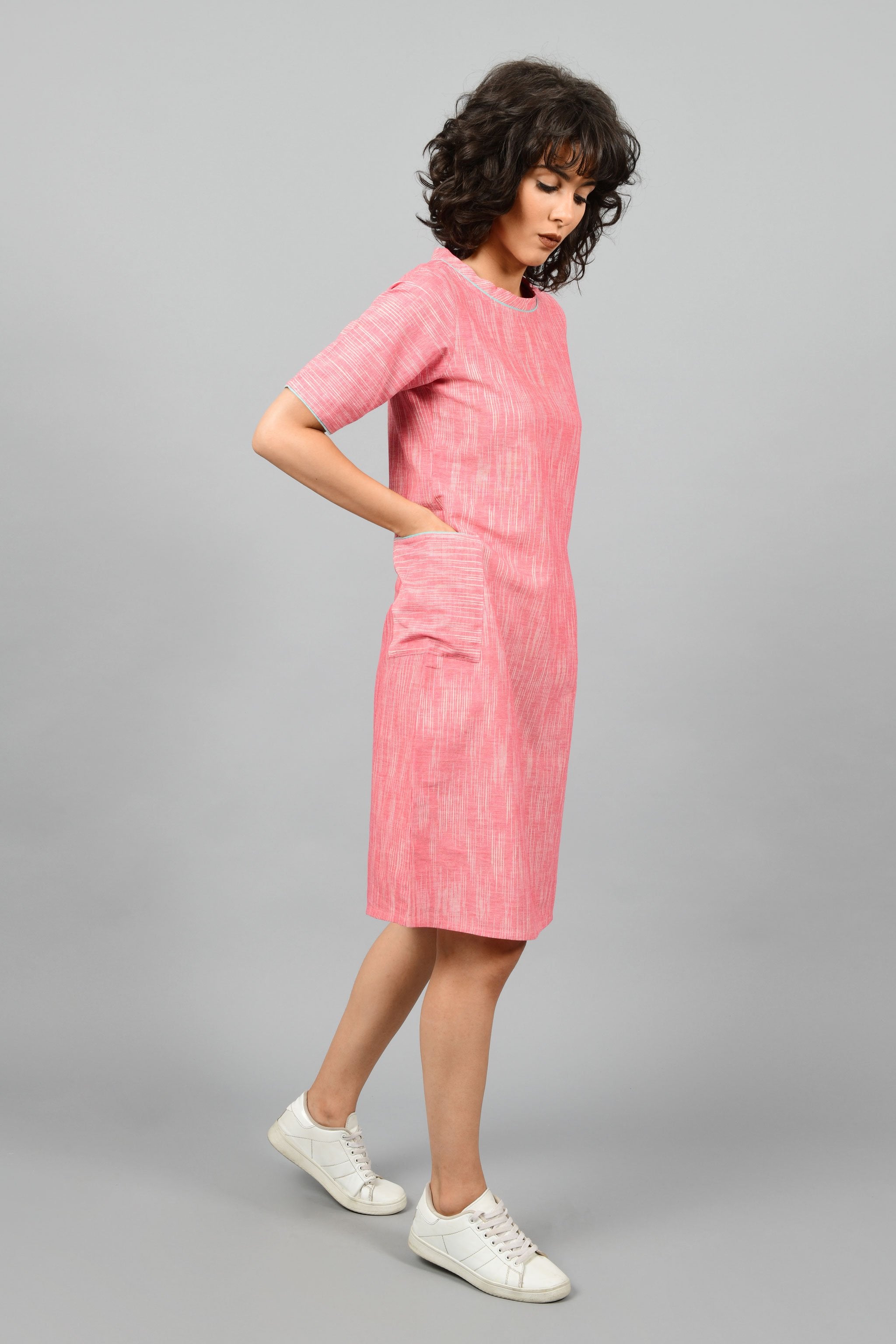 Pink boat 2024 neck dress