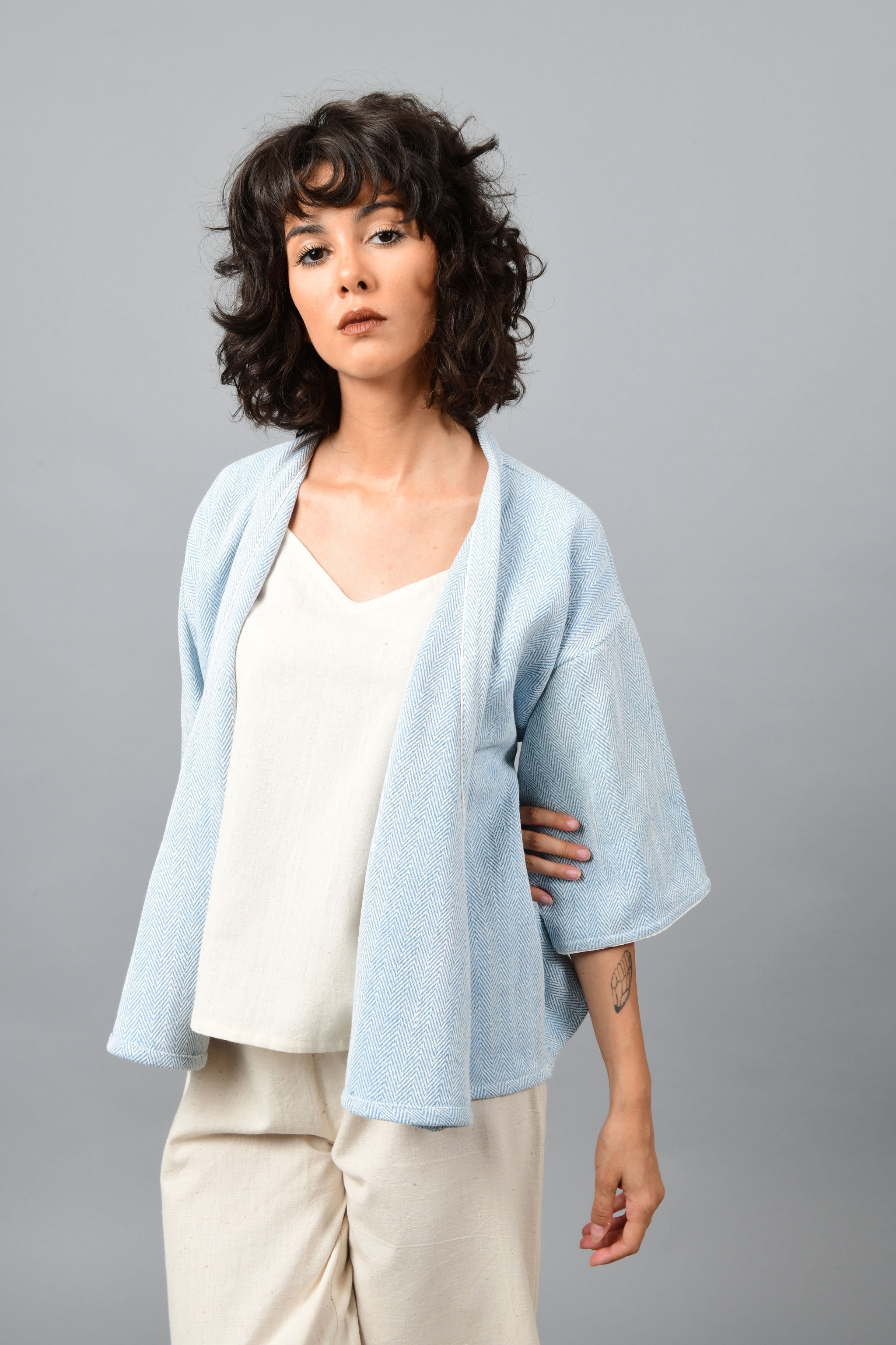 SKY BLUE SHEER OPEN FRONT LONGLINE SHRUG – Roving Mode